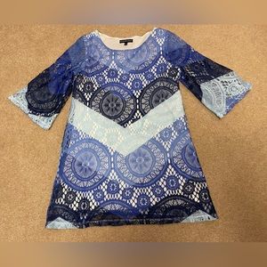 My Michelle Dress Girls Size 12 Blues/Green Embroidery